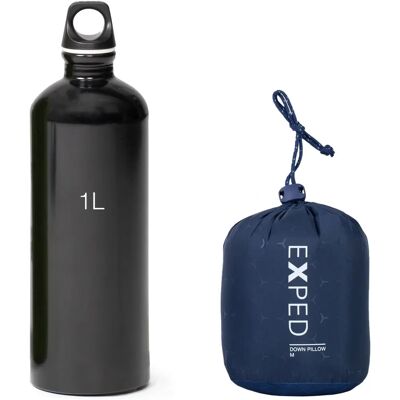 Exped Down Navy Pude - Unisex, Model M, Ergonomisk 3D, Justerbar Højde Exped Down Navy Pude - Unisex, Model M, Ergonomisk 3D, Justerbar Højde