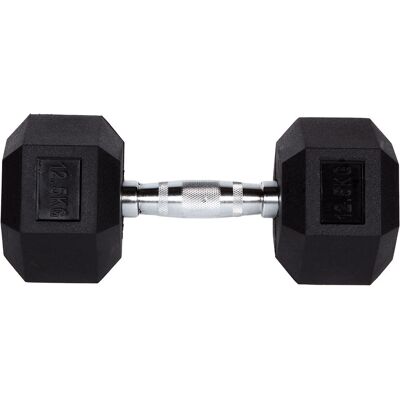 Fitcom - Hex Dumbbell - 12,5 kg - Gummi - Dumbbell Fitcom - Hex Dumbbell - 12,5 kg - Gummi - Dumbbell