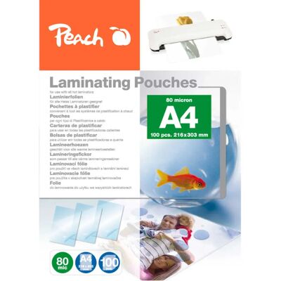 Peach PP580-60 Laminator Pouch - Waterproof, Tear-Resistant Peach PP580-60 Laminator Pouch - Waterproof, Tear-Resistant