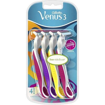 Gillette Venus3 Plus kertakäyttöinen partakone - Pivottipää, 3 terää Gillette Venus3 Plus kertakäyttöinen partakone - Pivottipää, 3 terää
