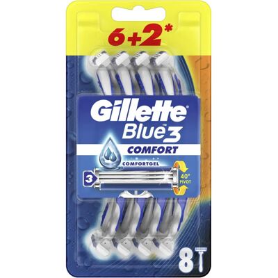 Gillette Blue 3 Comfort Razor - 8 pcs for Men Gillette Blue 3 Comfort Razor - 8 pcs for Men