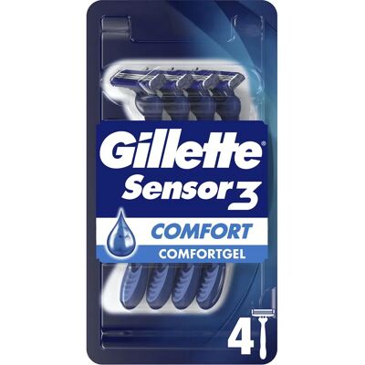 Gillette Sensor 3 Rasoir Jetable - Confort, Tête Pivotante - Publicité Gillette Sensor 3 Rasoir Jetable - Confort, Tête Pivotante - Publicité