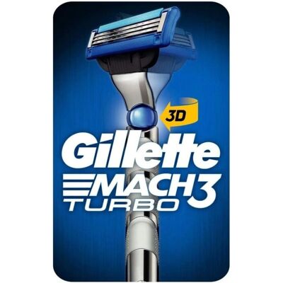 Gillette Mach3 Turbo Rasoir - Poignée & Recharge - Homme - Publicité Gillette Mach3 Turbo Rasoir - Poignée & Recharge - Homme - Publicité