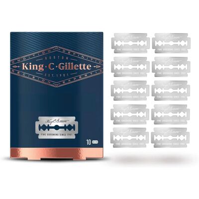 Lames de rasoir de sécurité Gillette King C. en platine - 10 pièces Lames de rasoir de sécurité Gillette King C. en platine - 10 pièces