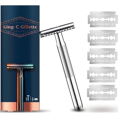 Gillette King C. Dubbellijn Veiligheidsscheermes - 5 Reservebladen - Mannen Gillette King C. Dubbellijn Veiligheidsscheermes - 5 Reservebladen - Mannen