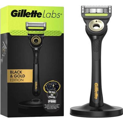 Gillette Labs Black & Gold Razor - Exfoliating, with Gel & Stand Gillette Labs Black & Gold Razor - Exfoliating, with Gel & Stand