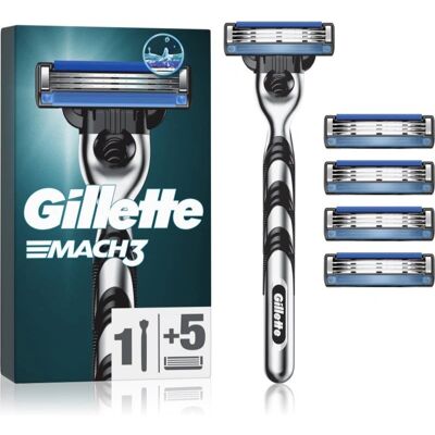 Gillette Mach3 Razor - 5 Replacement Heads - Men Gillette Mach3 Razor - 5 Replacement Heads - Men