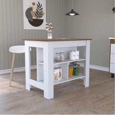 TUHOME CONCEPT Isla de cocina Cala - 3 estantes, 90x40.5x27.5 cm TUHOME CONCEPT Isla de cocina Cala - 3 estantes, 90x40.5x27.5 cm