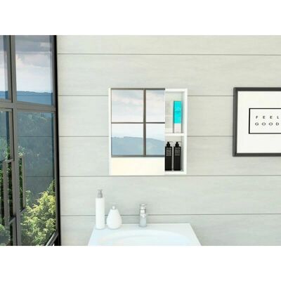 Gabinete de Pared TUHOME Labelle - Espejo, Repisas, Blanco Gabinete de Pared TUHOME Labelle - Espejo, Repisas, Blanco