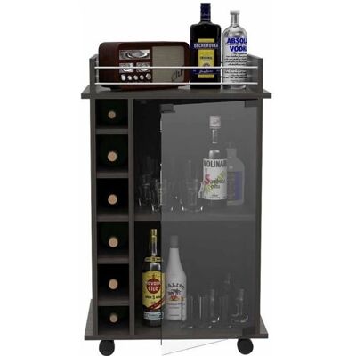 Carrito de Bar TUHOME Concept con Puerta de Cristal - Espresso Carrito de Bar TUHOME Concept con Puerta de Cristal - Espresso