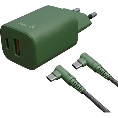 Hune Umweltfreundlicher 20W Dual USB Ladegerät mit Type C & Lightning Kabel - Handy Ladegerät Hune Umweltfreundlicher 20W Dual USB Ladegerät mit Type C & Lightning Kabel - Handy Ladegerät