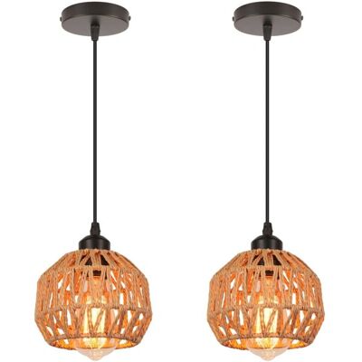 Lustre en rotin rustique STOEX - Lampe de plafond en métal - E27 Max 60W - Publicité Lustre en rotin rustique STOEX - Lampe de plafond en métal - E27 Max 60W - Publicité