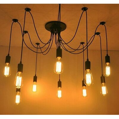 STOEX - Lámparas Colgar Clásica Vintage E27 - 10 Heads - Black - Pendant Lamp STOEX - Lámparas Colgar Clásica Vintage E27 - 10 Heads - Black - Pendant Lamp