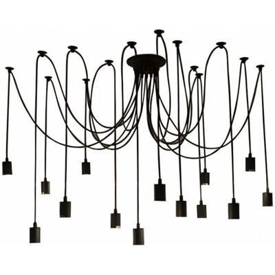 Lustre Retro Stoex 14 Bras E27 Noir - Publicité Lustre Retro Stoex 14 Bras E27 Noir - Publicité