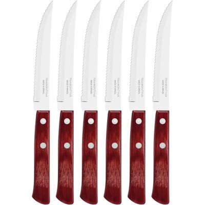 Tramontina - Set di Coltelli per Bistecca - Acciaio Inox, Manici in Legno - 6 pz Tramontina - Set di Coltelli per Bistecca - Acciaio Inox, Manici in Legno - 6 pz