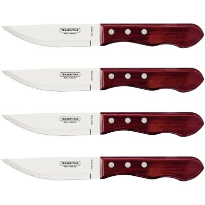 Tramontina 4-tlg. Steakmesser-Set aus Edelstahl und Holz - Elegant & Spülmaschinenfest Tramontina 4-tlg. Steakmesser-Set aus Edelstahl und Holz - Elegant & Spülmaschinenfest
