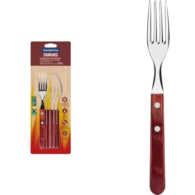 Tramontina Gaucho 6-teiliges Steakgabel-Set mit roten Holzgriffen - Besteck Tramontina Gaucho 6-teiliges Steakgabel-Set mit roten Holzgriffen - Besteck