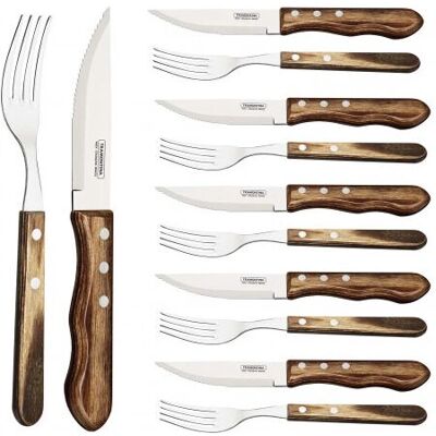 Ensemble de Couteaux Tramontina en Inox et Bois - 12 pièces Ensemble de Couteaux Tramontina en Inox et Bois - 12 pièces
