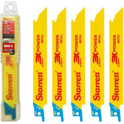 Starrett B618-5 Lâmina de serra bimétal - 152mm, 18 TPI, Pacote com 5 Starrett B618-5 Lâmina de serra bimétal - 152mm, 18 TPI, Pacote com 5