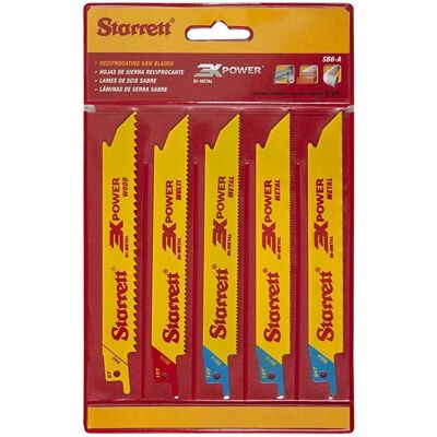 Starrett Assorted Reciprocating Saw Blades - 152mm - Zaagbladen Starrett Assorted Reciprocating Saw Blades - 152mm - Zaagbladen