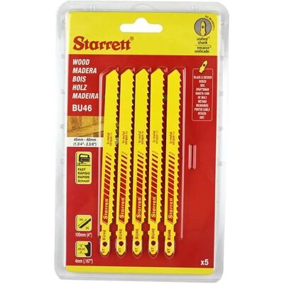 Starrett BU46 Stichsägeschlitzmesser - 5 Stück Bimetall Holzschnitt Starrett BU46 Stichsägeschlitzmesser - 5 Stück Bimetall Holzschnitt