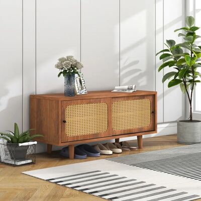 WISHDOR - Scarpiera Rattan 2 Ante - 2 puertas - Armario zapateros WISHDOR - Scarpiera Rattan 2 Ante - 2 puertas - Armario zapateros