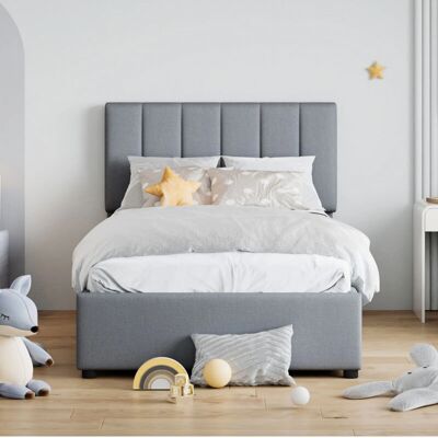 WISHDOR - Letto 90x200 - Gris - Lino - Storage bed WISHDOR - Letto 90x200 - Gris - Lino - Storage bed