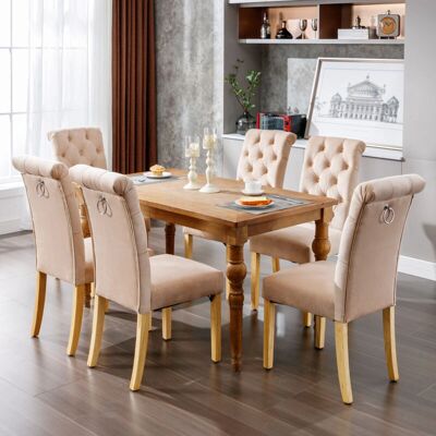 REDOM - Silla de comedor de terciopelo - Piernas de roble - Pack de 4 REDOM - Silla de comedor de terciopelo - Piernas de roble - Pack de 4