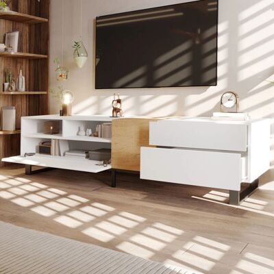 MODFU - Mobile TV Unit - White Wood - 180x50x38cm - TV Stand MODFU - Mobile TV Unit - White Wood - 180x50x38cm - TV Stand