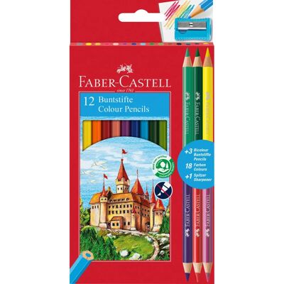 Faber Castell Színes ceruzák - 12 szín + 3 kétvégű ceruza - Színes ceruzák Faber Castell Színes ceruzák - 12 szín + 3 kétvégű ceruza - Színes ceruzák