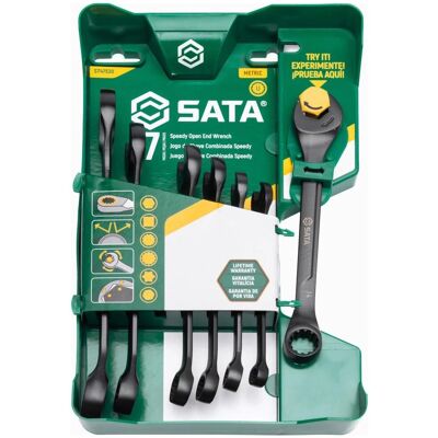 Sata 7-teiliges metrisches Ratschen-Knarrenset - Chromfinish Sata 7-teiliges metrisches Ratschen-Knarrenset - Chromfinish