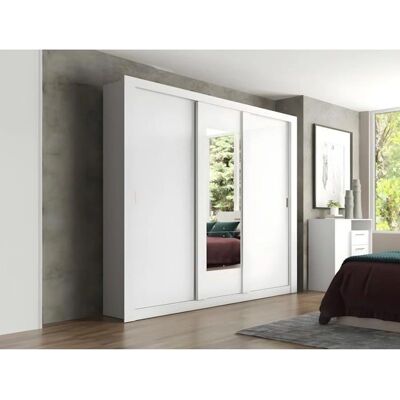 Vente-unique Roxane Kleiderschrank - Schiebetüren - Spiegel - 220cm Breit Vente-unique Roxane Kleiderschrank - Schiebetüren - Spiegel - 220cm Breit