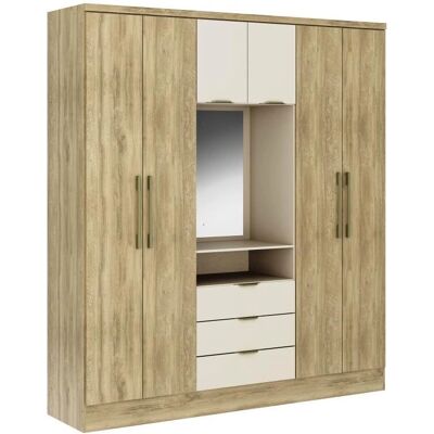 Vente-unique Armoire 6 portes et 3 tiroirs - Avec miroir - 180 cm - Beige naturel - Armoire - Publicité Vente-unique Armoire 6 portes et 3 tiroirs - Avec miroir - 180 cm - Beige naturel - Armoire - Publicité