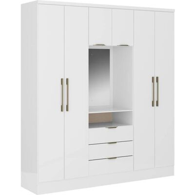 Vente-unique Armoire 6 portes et 3 tiroirs - Blanc - Meuble - Publicité Vente-unique Armoire 6 portes et 3 tiroirs - Blanc - Meuble - Publicité