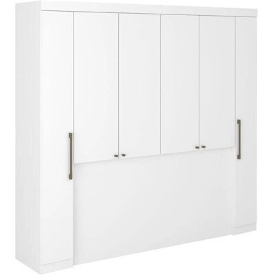 Vente-unique Bed with Storage - White - 6 Door Wardrobe - 140x190cm, 160x200cm, 140x200cm Vente-unique Bed with Storage - White - 6 Door Wardrobe - 140x190cm, 160x200cm, 140x200cm