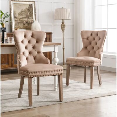 WISHDOR - Set di 2 sedie - Veludo marrón claro - Dining chairs WISHDOR - Set di 2 sedie - Veludo marrón claro - Dining chairs