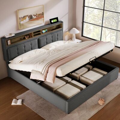 WISHDOR - Letto contenitore - 140 x 200 cm - gris - Cama WISHDOR - Letto contenitore - 140 x 200 cm - gris - Cama
