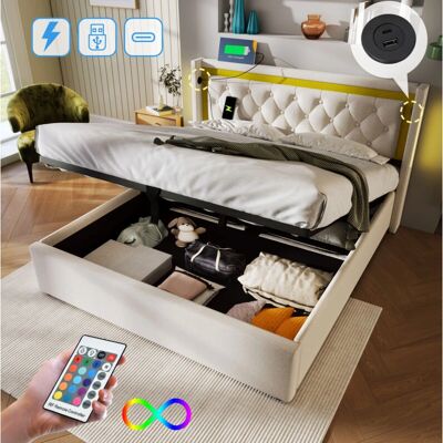 OKWISH - LettoImbottitoLED - Beige - USB-C - Cama OKWISH - LettoImbottitoLED - Beige - USB-C - Cama