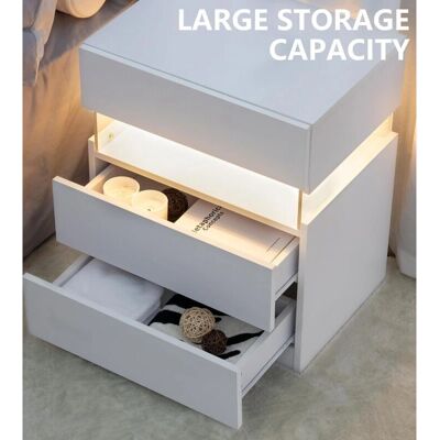 MODFU - Comodino 48x38x61cm - 3 cajones - blanco - Mesita de noche MODFU - Comodino 48x38x61cm - 3 cajones - blanco - Mesita de noche