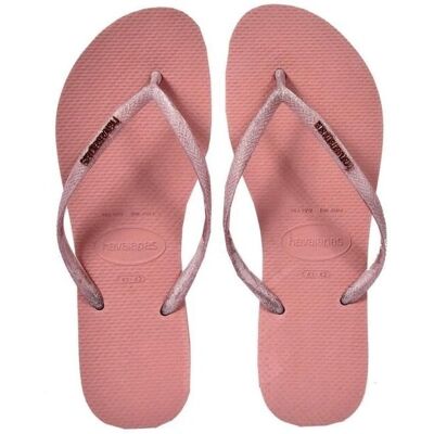 Havaianas Slim Logo Metallic - rose crocus/rouge abricot - Publicité Havaianas Slim Logo Metallic - rose crocus/rouge abricot - Publicité