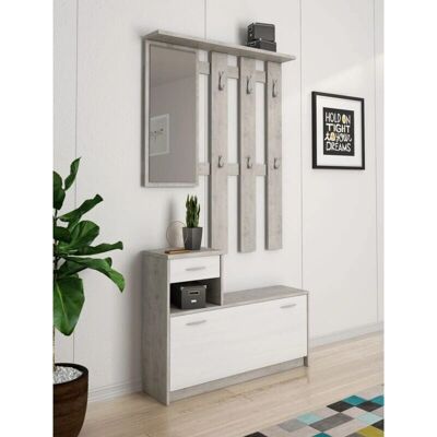 CALITAN Modelo KEN Cemento y Larice Bianco Entrada - Muebles CALITAN Modelo KEN Cemento y Larice Bianco Entrada - Muebles