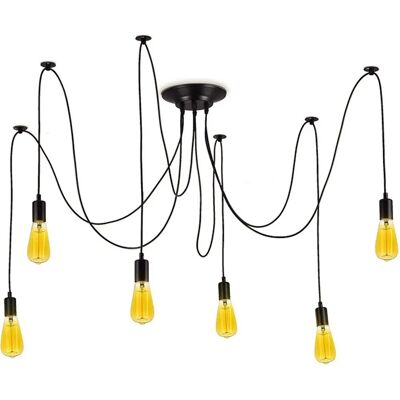 Suspension LED Barcelona - Style vintage, Réglable, Noire Suspension LED Barcelona - Style vintage, Réglable, Noire