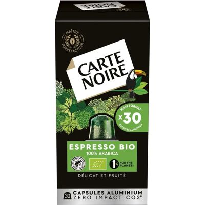 Capsules de café espresso bio Carte Noire - Boîte de 30 aluminium - Publicité Capsules de café espresso bio Carte Noire - Boîte de 30 aluminium - Publicité