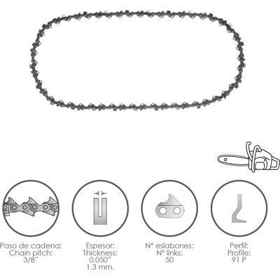 Catena motosega PAPILLON - 50 maglie 1,3mm - Resistente, Basso rimbalzo Catena motosega PAPILLON - 50 maglie 1,3mm - Resistente, Basso rimbalzo