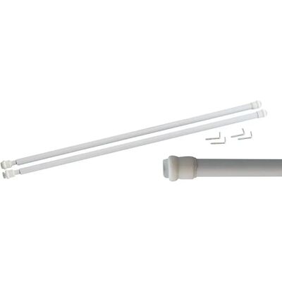 Maurer - Barre à rideau extensible 36/64 cm avec ressort, supports & ventouses - 2 Pièces - Publicité Maurer - Barre à rideau extensible 36/64 cm avec ressort, supports & ventouses - 2 Pièces - Publicité