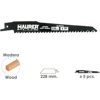 MAURER 07120755 Lama per Sega Legno - Universale, 228mm, 6 TPI MAURER 07120755 Lama per Sega Legno - Universale, 228mm, 6 TPI