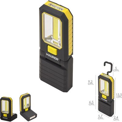 MAURER 19041120 Torcia LED Magnetica - Pieghevole 3W 210 Lumen MAURER 19041120 Torcia LED Magnetica - Pieghevole 3W 210 Lumen