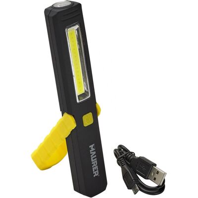 Torcia LED Ricaricabile Maurer 19041610 con Magnete e Gancio - Torcia Portatile Torcia LED Ricaricabile Maurer 19041610 con Magnete e Gancio - Torcia Portatile