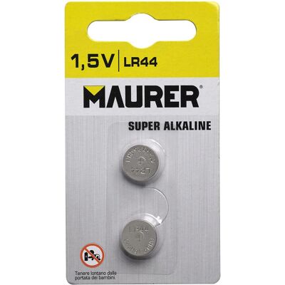 Batería alcalina Maurer LR44 - Tipo: LR44, 1,5V, Pack de 2 Batería alcalina Maurer LR44 - Tipo: LR44, 1,5V, Pack de 2