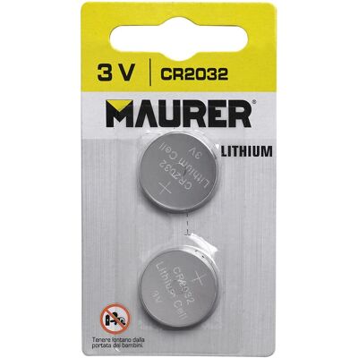 Maurer CR2032 - Pila botón alcalina - Pack de 2 - Batería Maurer CR2032 - Pila botón alcalina - Pack de 2 - Batería
